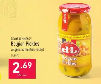 ALDI Devos Lemmens Belgian Pickles 550ml aanbieding