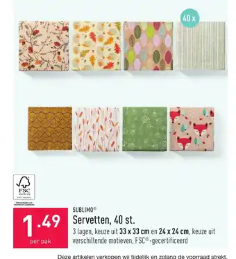 Servetten, 40 st. per pak 33 x 33 cm en 24 x 24 cm