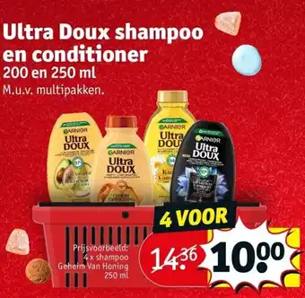 Kruidvat Ultra doux shampoo en conditioner 200 en 250ml aanbieding