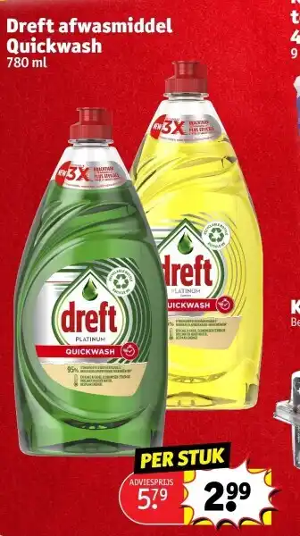 Kruidvat Dreft afwasmiddel quickwash 780ml aanbieding