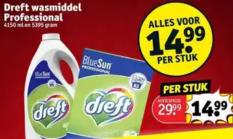 Kruidvat Dreft wasmiddel professional 4150 ml en 5395 gram aanbieding