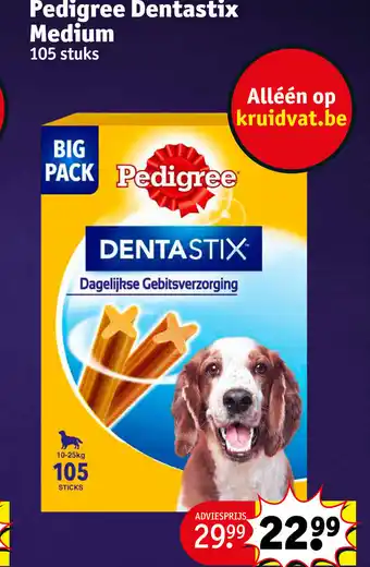 Kruidvat Pedigree dentastix medium 105 stuks aanbieding