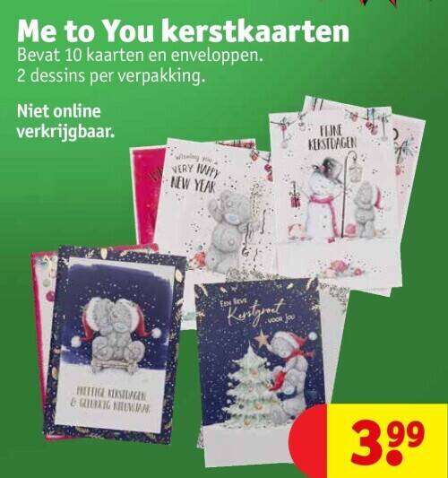 Me to You kerstkaarten promotie bij Kruidvat