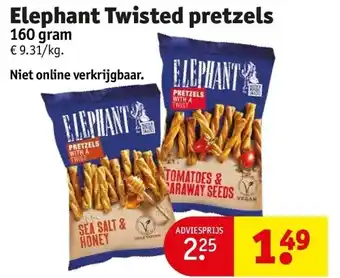 Kruidvat Elephant twisted pretzels 160gram aanbieding