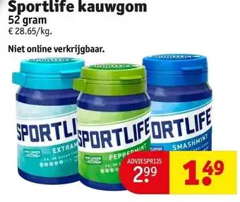 Kruidvat Sportlife kauwgom 52gram aanbieding