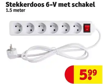 Stekkerdoos 6-v met schakel 1.5meter