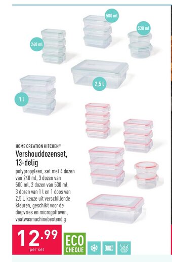 ALDI Home Creation Kitchen Vershouddozenset, 13-delig per set aanbieding