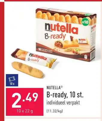 ALDI Nutella B-Ready, 10 st. 10 x 22g aanbieding