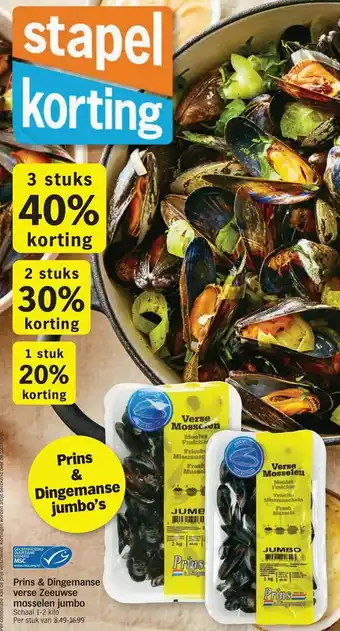 Albert Heijn Prins & Dingemanse verse Zeeuwse mosselen jumbo 1-2kg aanbieding