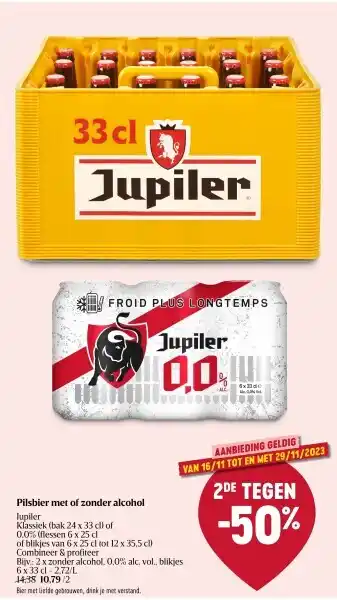 Delhaize Pilsbier met of zonder alcohol aanbieding
