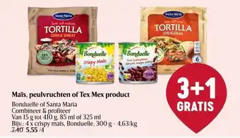 Delhaize Maïs, peulvruchten of tex mex product aanbieding