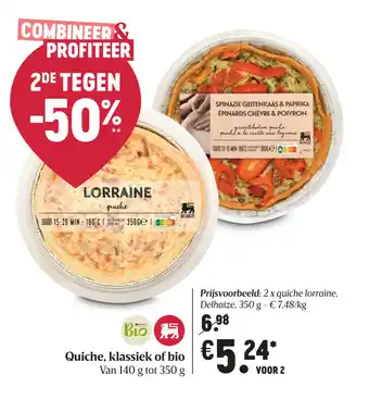 Delhaize Quiche, klassiek of bio aanbieding