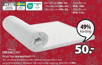 Jysk Plus t50 dekmatras aanbieding