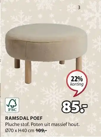 Jysk Ramsdal poef aanbieding