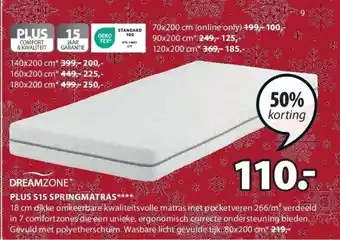 Jysk Plus s15 springmatras aanbieding