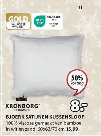 Jysk Bjoerk satijnen kussensloop aanbieding