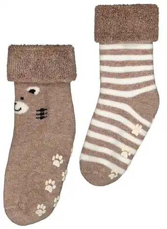 HEMA Hema baby sokken met katoen - 2 paar bruin (bruin) aanbieding