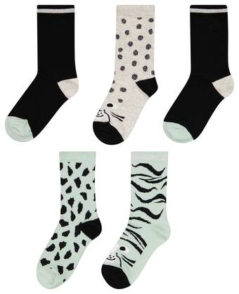HEMA Hema kindersokken cheeta - 5 paar zwart (zwart) aanbieding