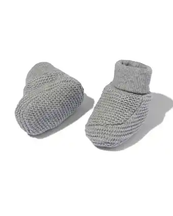 Hema newborn slofjes gebreid grijsmelange (grijsmelange)