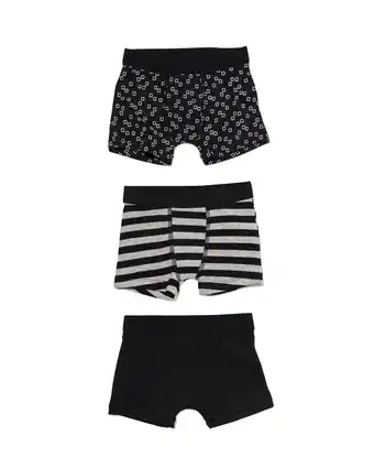 HEMA Hema kinderboxers katoen stretch - 3 stuks zwart (zwart) aanbieding