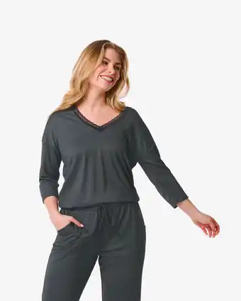 HEMA Hema dames nachtshirt met viscose zwart (zwart) aanbieding