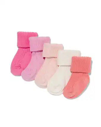 HEMA Hema baby sokken met bamboe - 5 paar roze (roze) aanbieding