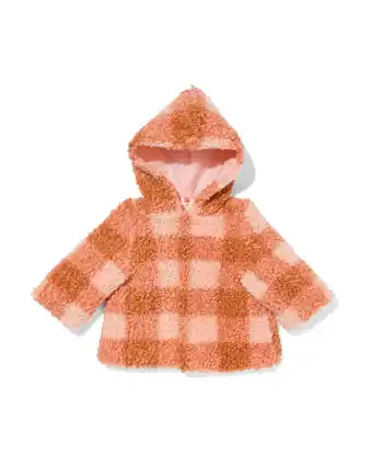 HEMA Hema baby jas teddy ruiten lichtroze (lichtroze) aanbieding