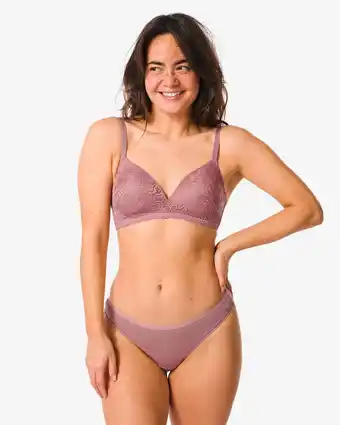 HEMA Hema voorgevormde bh met kant zonder beugel oudroze (oudroze) aanbieding