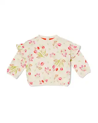 HEMA Hema baby sweater rib bloemen gebroken wit (gebroken wit) aanbieding