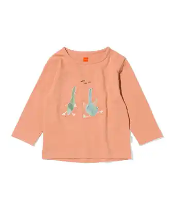 Hema newborn t-shirt met ganzen lichtbruin (lichtbruin)