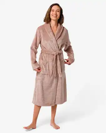Hema dames badjas lang fleece beige (beige)