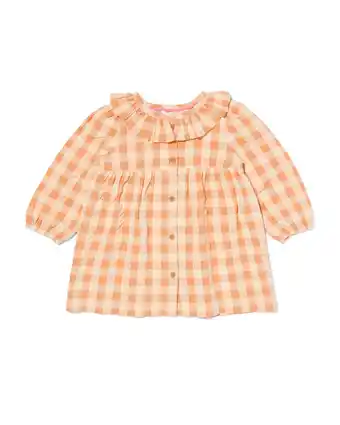 HEMA Hema baby jurk seersucker ruiten lichtbruin (lichtbruin) aanbieding
