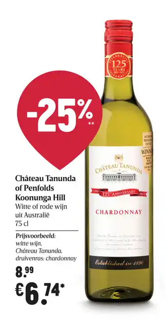 Delhaize Chateau Tanunda of Penfolds Koonunga Hill aanbieding