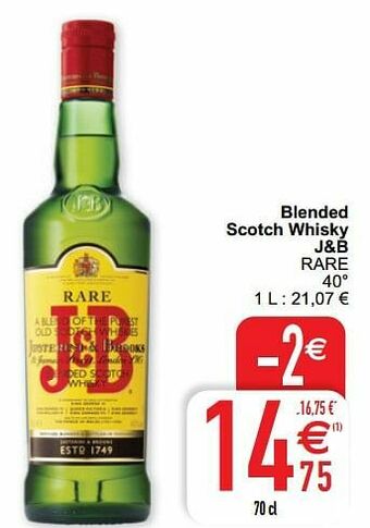 Blended scotch whisky j+b rare