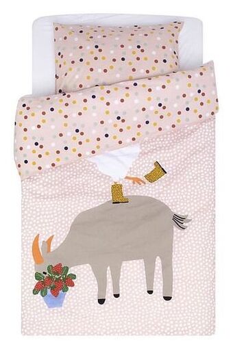 HEMA HEMA Peuterdekbedovertrek 120x150 Zacht Katoen Geit/kip aanbieding