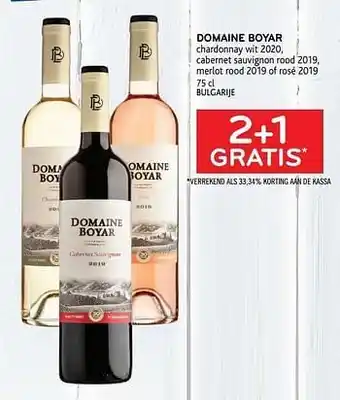 Alvo Domaine boyar chardonnay wit 2020, cabernet sauvignon rood 2019, merlot rood 2019 of rosé 2019 2+1 gratis aanbieding