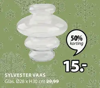 Jysk SYLVESTER VAAS Glas. Ø28 x H30 cm aanbieding