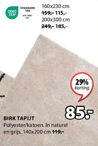 Jysk BIRK TAPIJT aanbieding