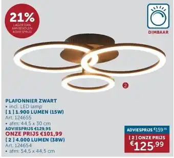 Plafonnier zwart 4.000 lumen (38w)