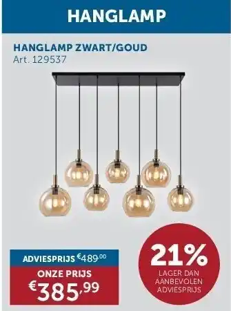 Hanglamp zwart/goud