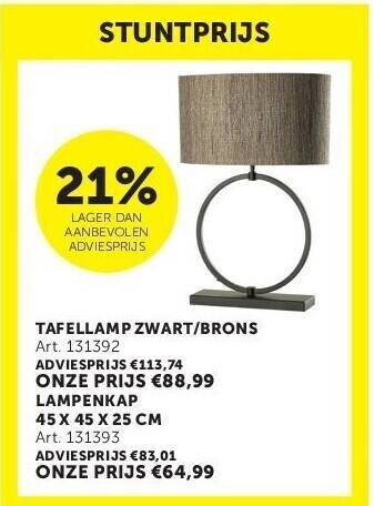 Zelfbouwmarkt Tafellamp zwart/brons aanbieding