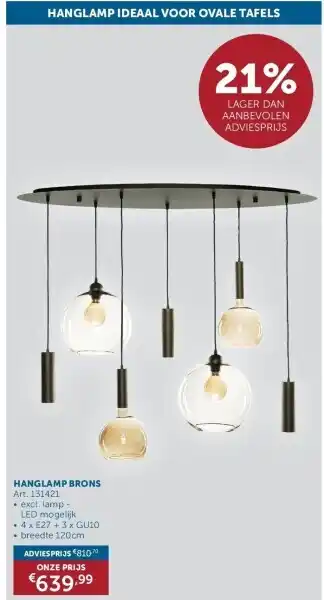 Zelfbouwmarkt Hanglamp brons aanbieding