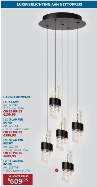 Zelfbouwmarkt Hanglamp zwart 5 lampen recht aanbieding