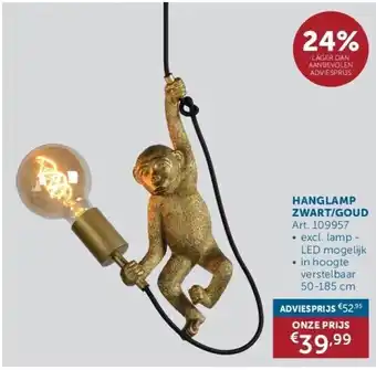 Hanglamp zwart/goud