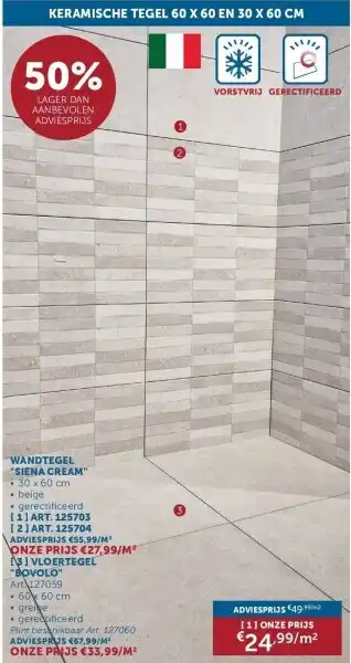 Zelfbouwmarkt Wandtegel siena cream aanbieding