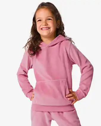 Hema kinder sweater met capuchon velours oudroze (oudroze)