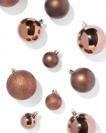 HEMA Hema kerstballen gerecycled plastic - 44 stuks (koper) aanbieding