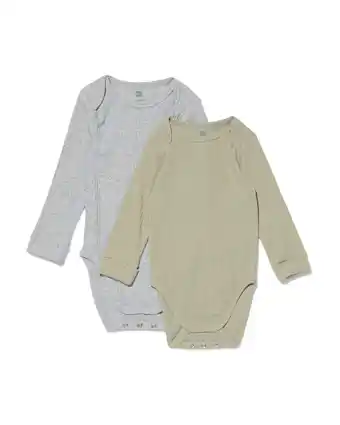 HEMA Hema meegroei rompers rib met bamboe stretch - 2 stuks groen (groen) aanbieding