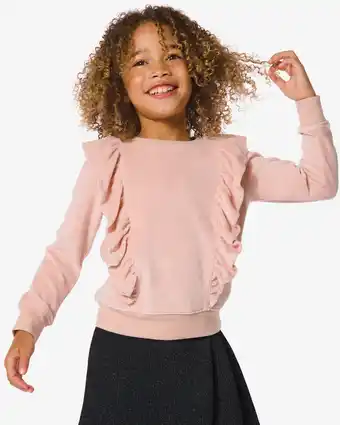 Hema kinder sweater velours met ruffles perzik (perzik)