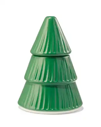 HEMA Hema geurkaars in kerstboom groen aardewerk ø10.5x16 (groen) aanbieding